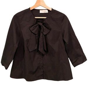 Amici by Baci Black Blouse with Detachable Bow Accent Made in Italy Size Small